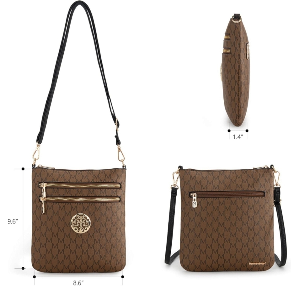 Montana West Designer Monogram Vegan Leather Crossbody Shoulder Bag SALE 20% OFF - Picture 3 of 7